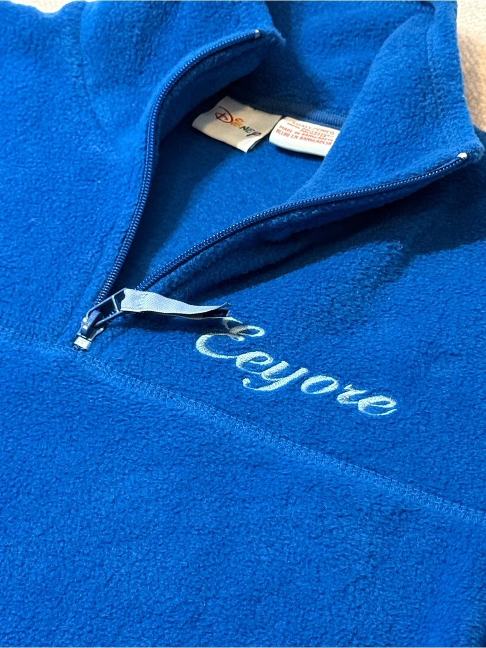 Vintage Disney Eeyore Fleece 1/4 Zip Pullover Blue Y2K Disneycore Small